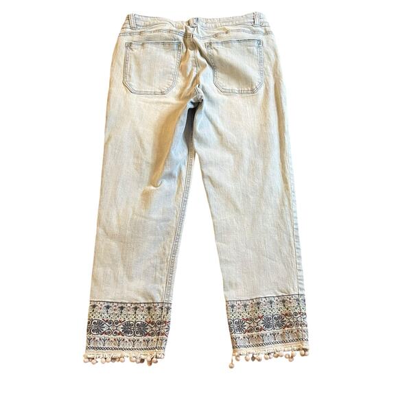 Democracy Flex-ellent Ankle Skimmer Jeans Size 6 Embroidered Tassel Boho Cottage - Picture 2 of 8